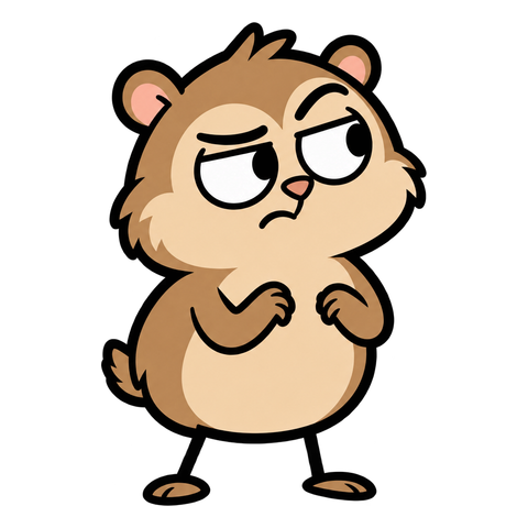 A small sandy-brown lemming giving a skeptical sideways look